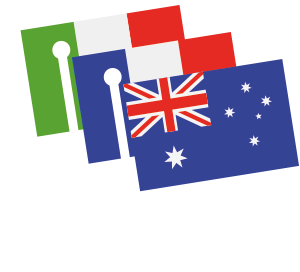 Italy, France and Australia flags
